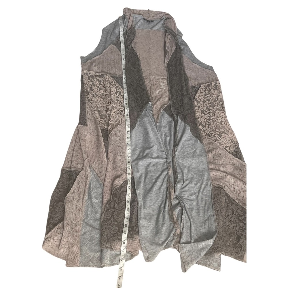 Dor Dor Couture Boho Patchwork Lace Duster Vest Open Front Long Layering‎ Large - Picture 4 of 12